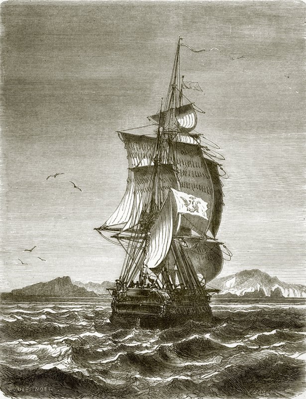 A fragata austríaca &39;Novara&39;, na ilha de St. Paul de English School