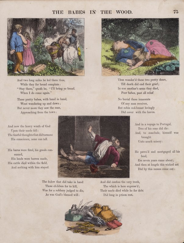 The Babes In The Wood (gravura colorida) de English School