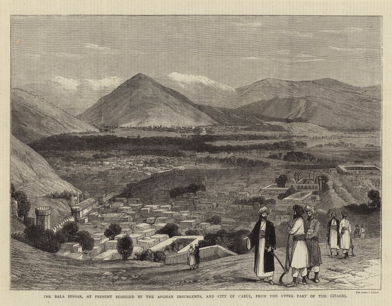 O Bala Hissar, no Presente Besieged pelos Insurgentes Afegãos, e a Cidade de Cabul, da Parte Superior da Cidadela (gravura) de English School