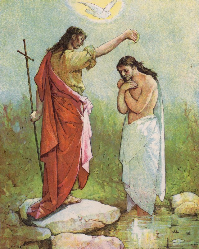O Batismo de Cristo (litografia a cores) de English School