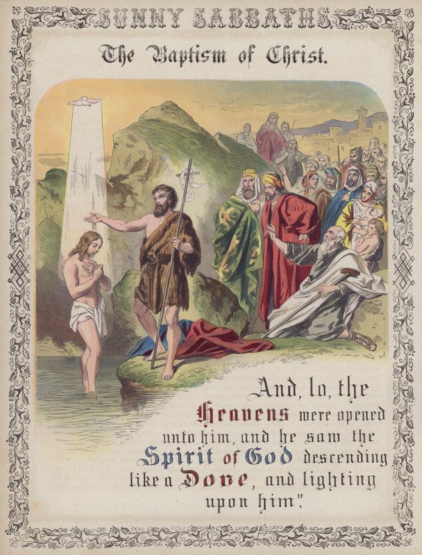 O Batismo de Cristo (gravura colorida) de English School