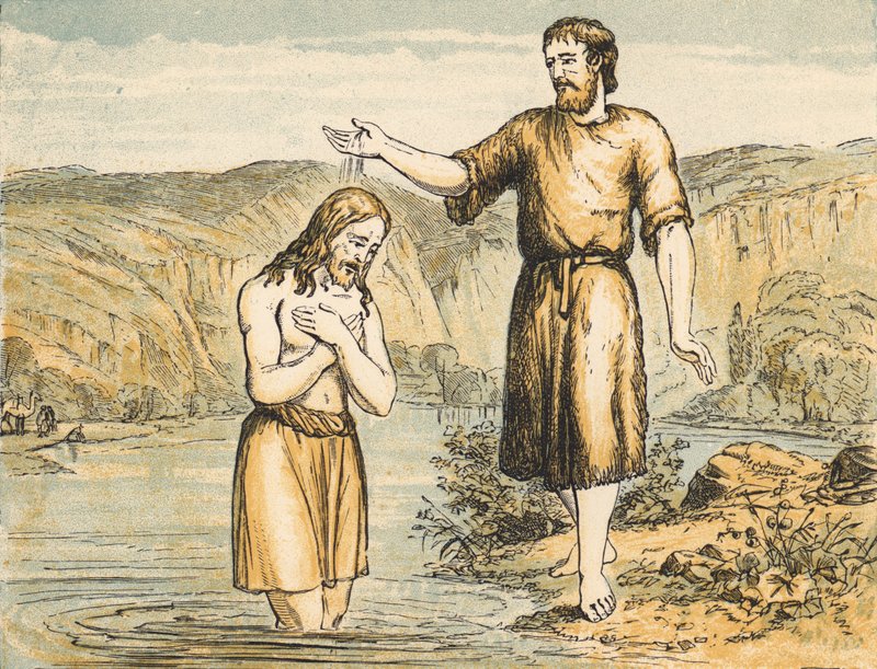 O Batismo de Jesus (gravura colorida) de English School