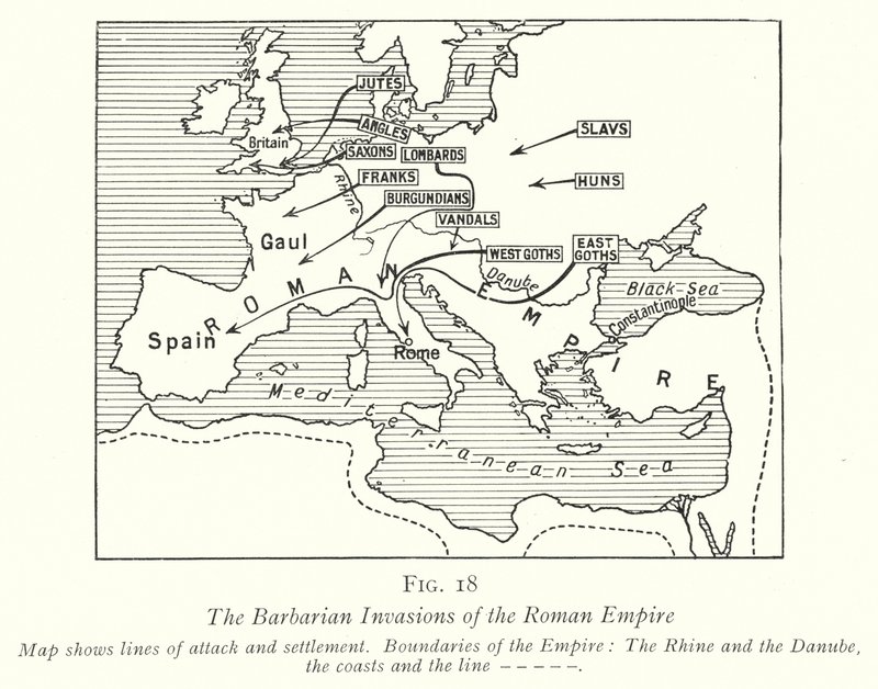 As Invasões Bárbaras do Império Romano (Litho) de English School