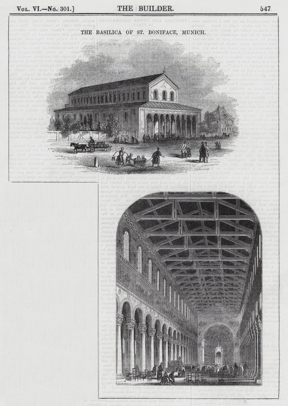 A Basílica de São Bonifácio, Munique (gravura) de English School