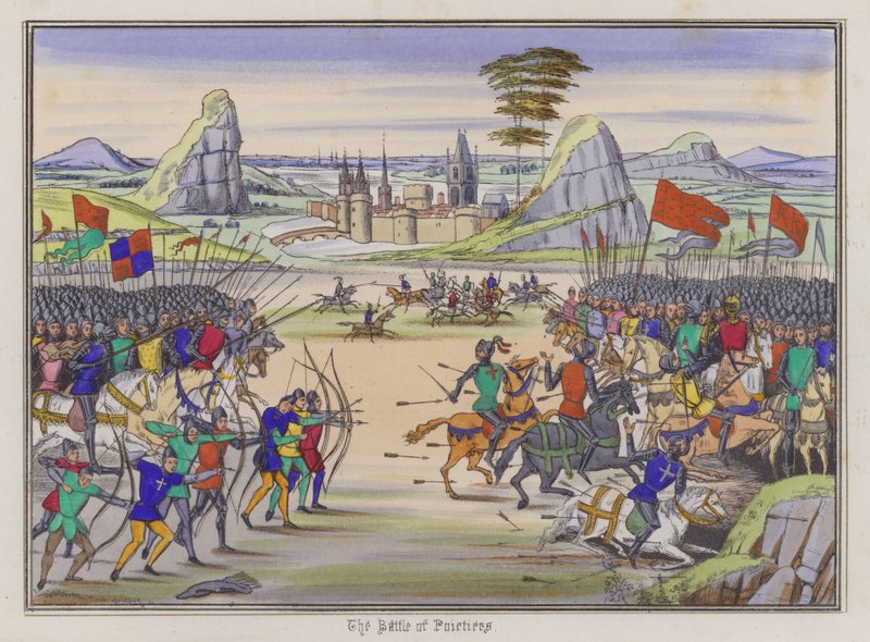 The Battle Of Poitiers (gravura colorida) de English School