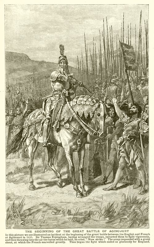 O começo da grande batalha de Agincourt de English School