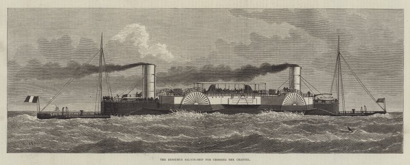 O Saloon-Ship de Bessemer para atravessar o Canal (gravura) de English School