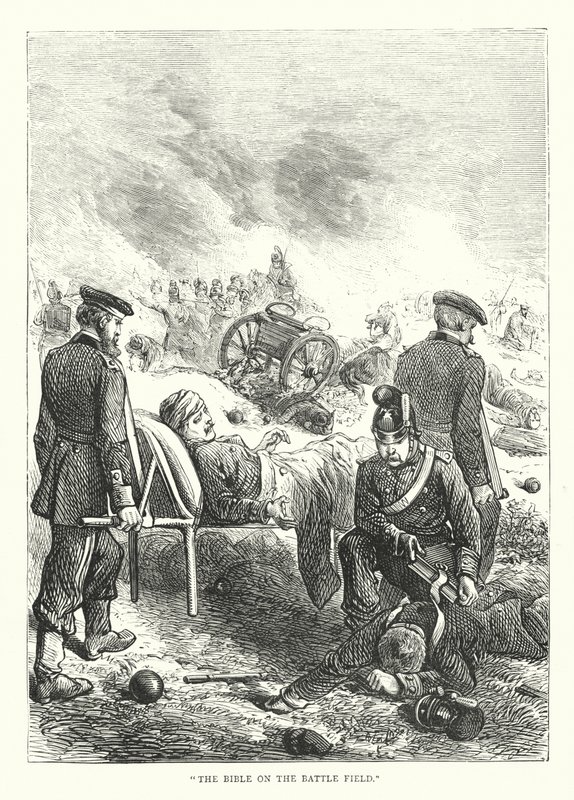 "A Bíblia no Campo de Batalha" (gravura) de English School
