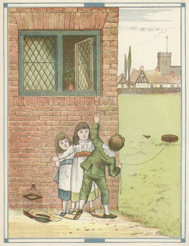 O Apanhador de Pássaros (litografia a cores) de English School