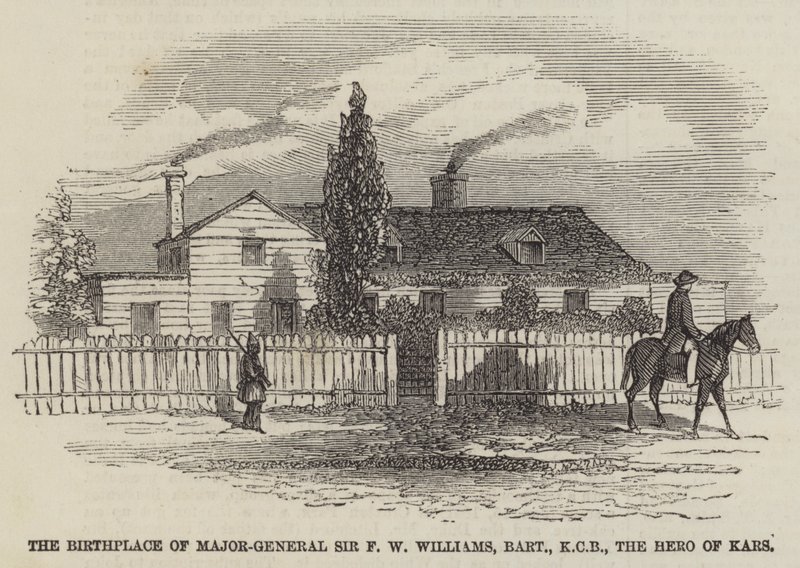 Local de nascimento do Major-General Sir F W Williams, Baronete, KCB, o Herói de Kars (gravura) de English School