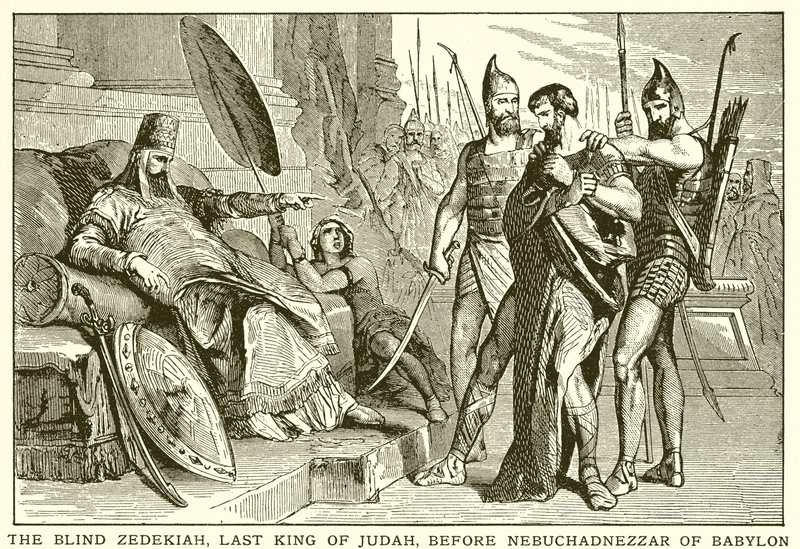 O cego Zedequias, último rei de Judá, antes de Nabucodonosor da Babilônia de English School
