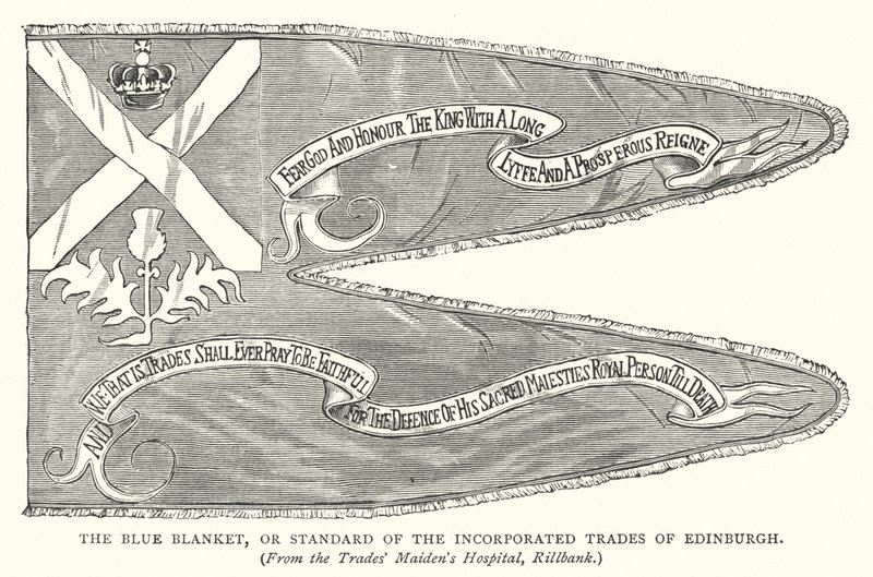 A manta azul, ou estandarte dos ofícios incorporados de Edimburgo (gravura) de English School