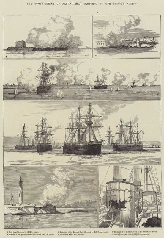 O Bombardeamento de Alexandria (gravura) de English School