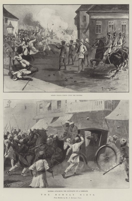 Os Riots de Bombaim (litho) de English School