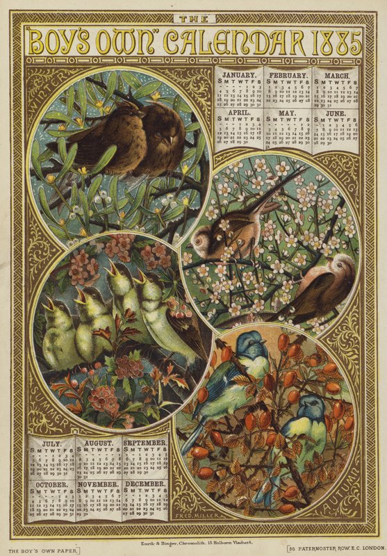 Os meninos possuem calendário 1885 de English School
