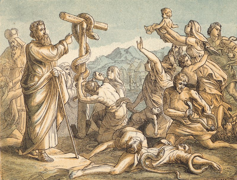 The Brazen Serpent (gravura colorida) de English School