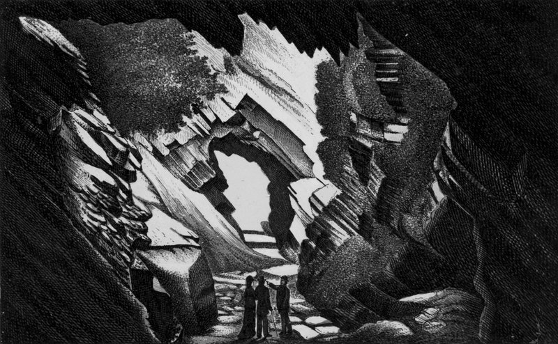 A Gruta do Briário, Boca de Água (litho) de English School