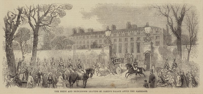 A Noiva e o Noivo saindo do Palácio de São Tiago após o Casamento (gravura) de English School