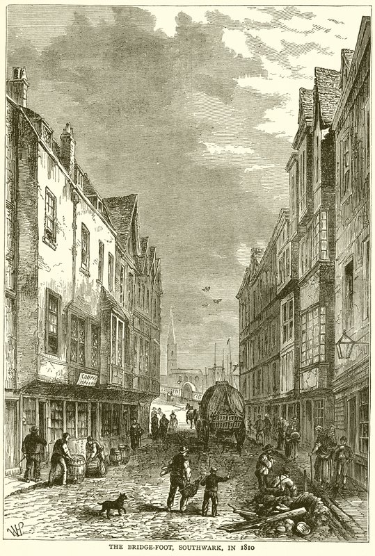 O Bridge-Foot, Southwark, em 1810 de English School