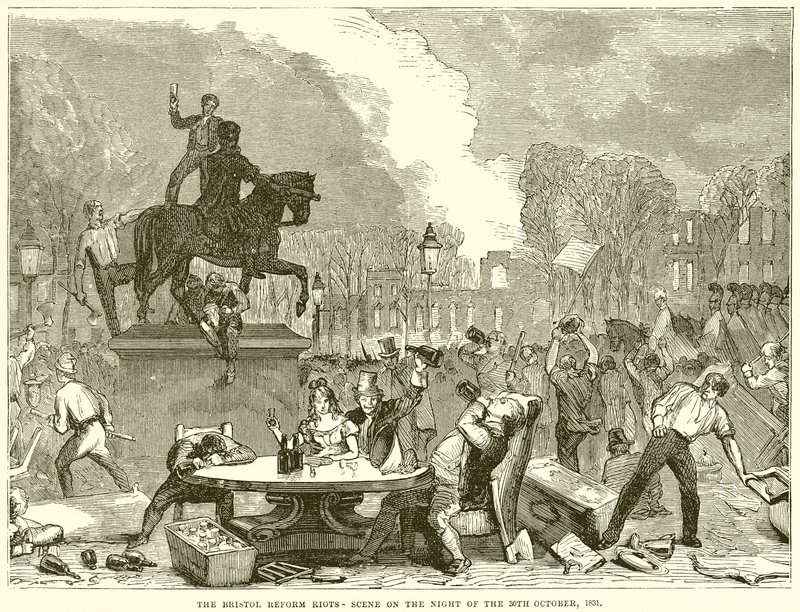 A Cena da Revolução de Bristol na noite de 30 de outubro de 1831 de English School