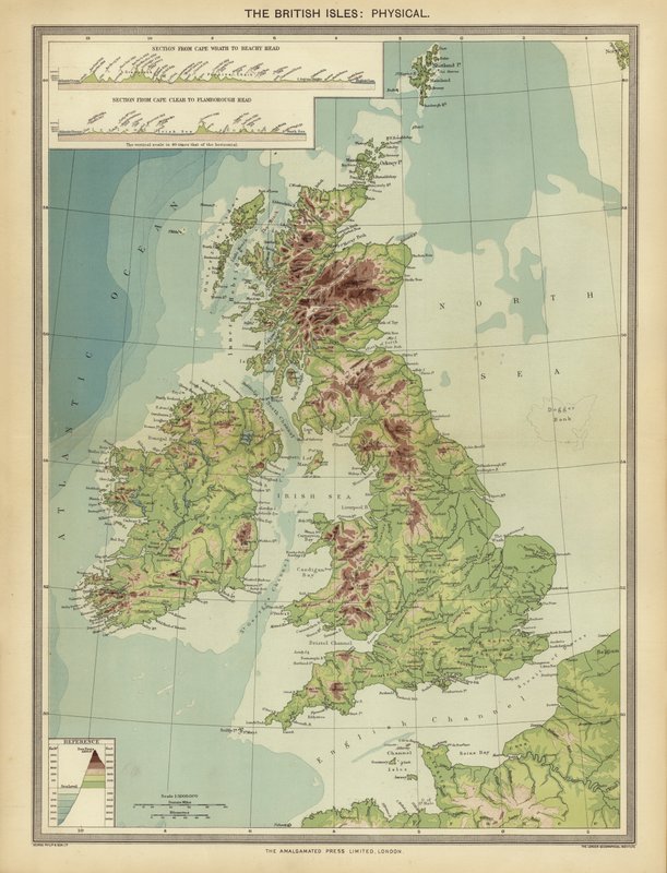 As Ilhas Britânicas, Física (cor litho) de English School