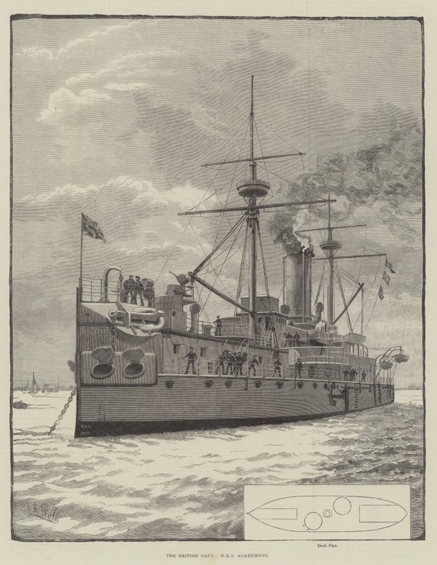 A Marinha Britânica, HMS Agamemnon (gravura) de English School