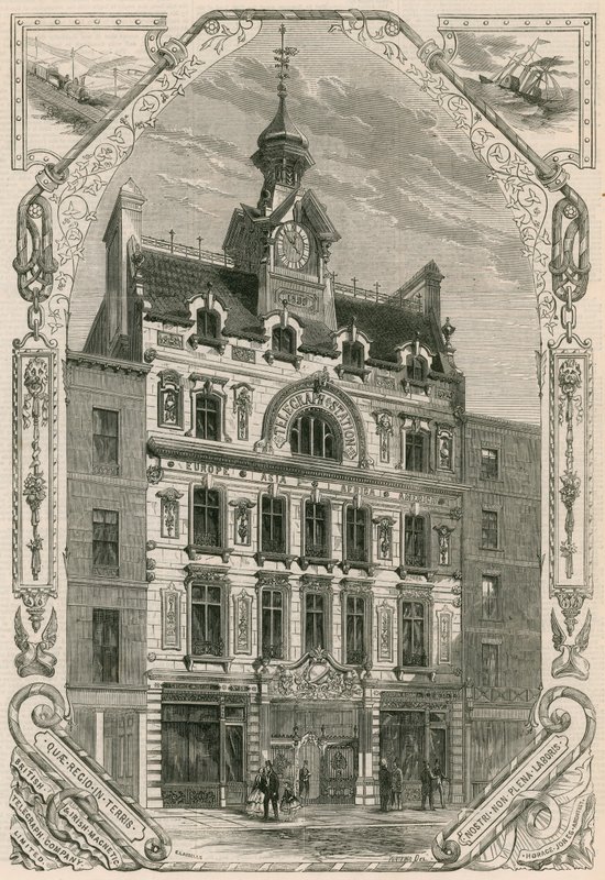 Os escritórios britânicos e irlandeses da Magnetic Telegraph Company, Threadneedle Street, Londres de English School