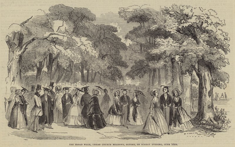 The Broad Walk, Christ Church Meadows, Oxford, no domingo à noite de English School
