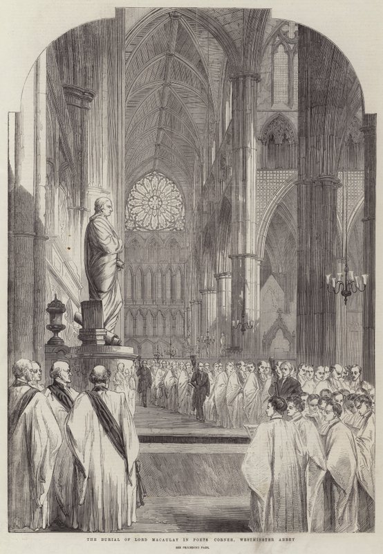 O Enterro de Lord Macaulay no Canto dos Poetas, Abadia de Westminster (gravura) de English School
