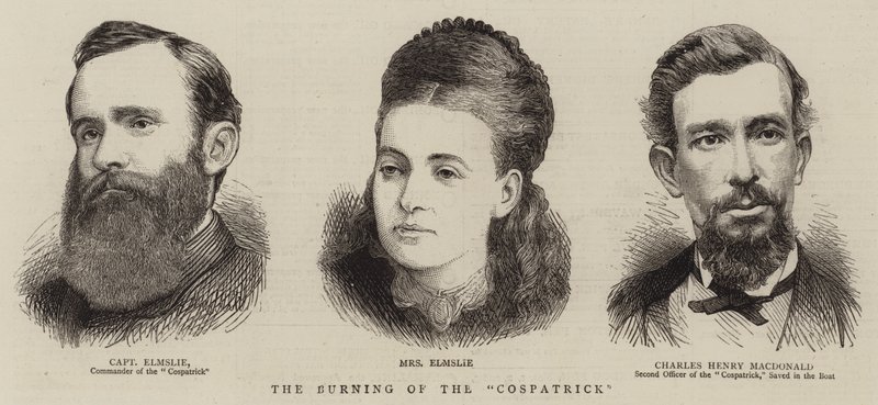 O incêndio do "Cospatrick" (gravura) de English School