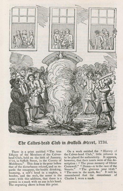 O clube principal dos bezerros na rua de Suffolk, 1734 de English School