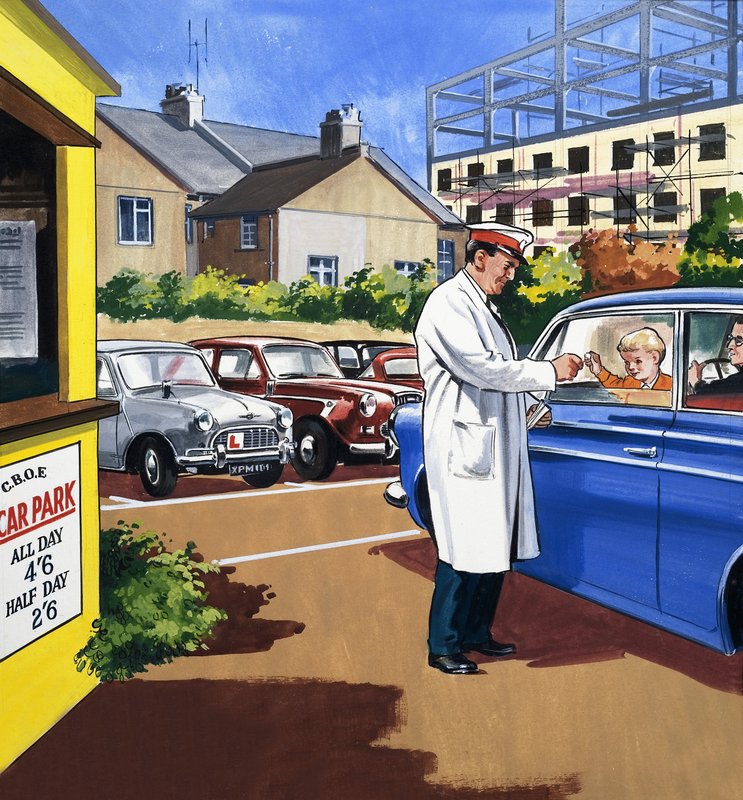 O atendente do estacionamento de English School