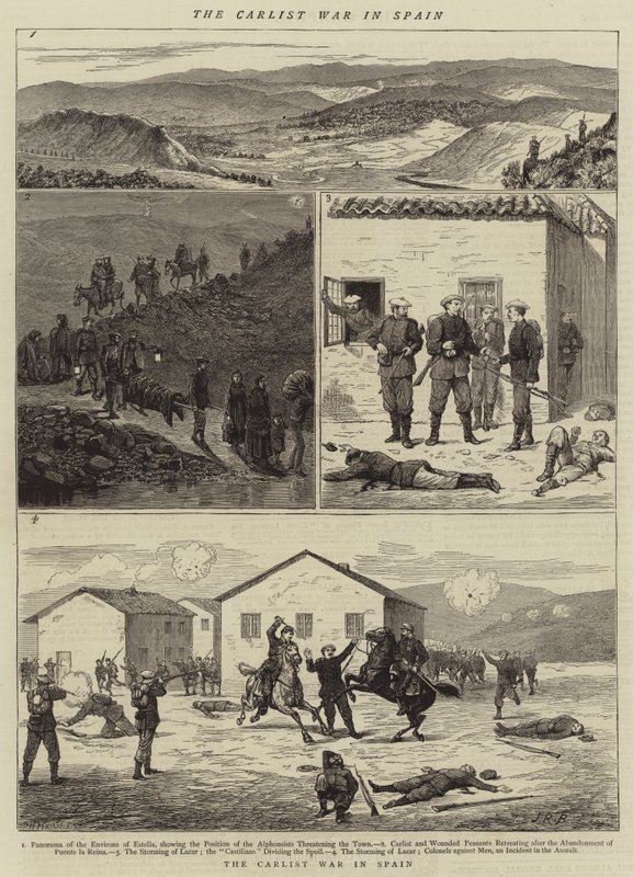 A Guerra da Carlist em Espanha (gravura) de English School