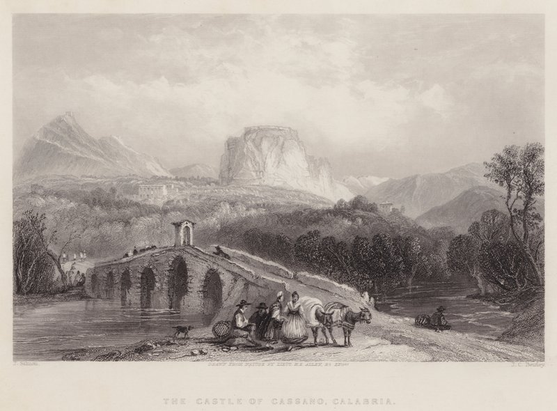 O Castelo de Cassano, Calábria (gravura) de English School
