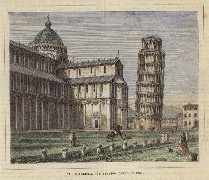 A, catedral, e, torre inclinada, de, pisa de English School