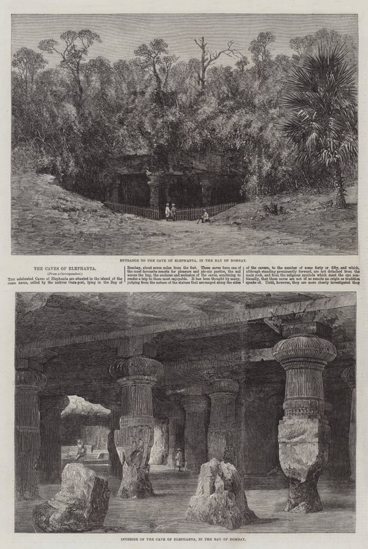As Grutas de Elephanta (gravura) de English School