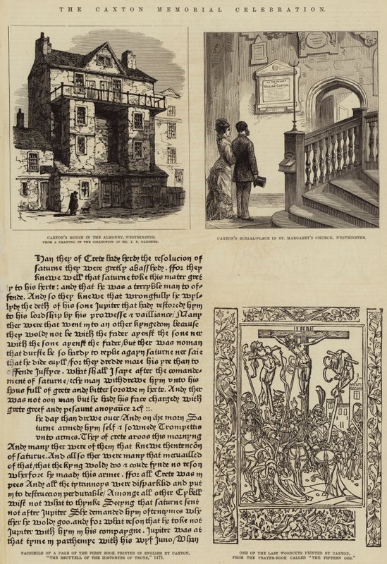 A Celebração Memorial de Caxton (gravura) de English School