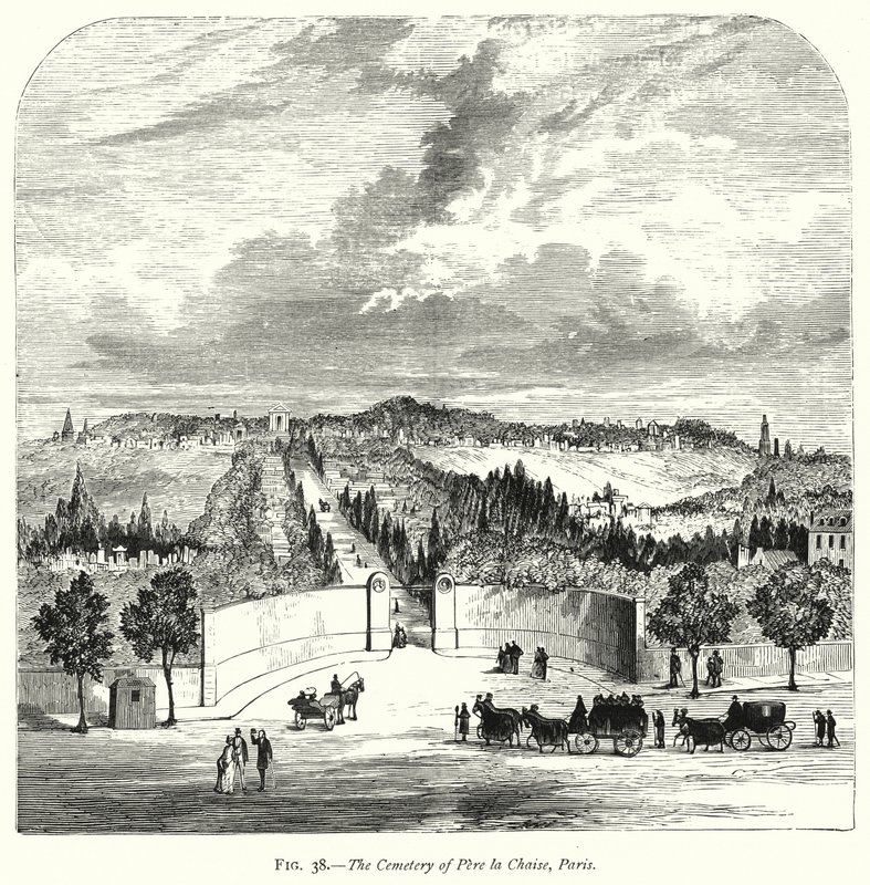 O Cemitério de Pere la Chaise, Paris (gravura) de English School