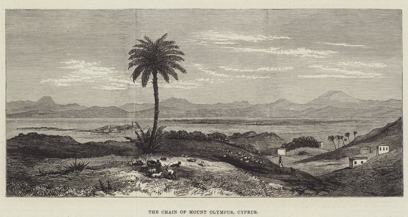 A Cadeia do Monte Olimpo, Chipre (gravura) de English School