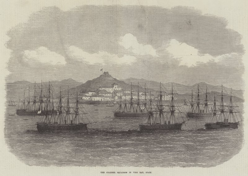 Esquadrão da Mancha na Baía de Vigo, Espanha (gravura) de English School