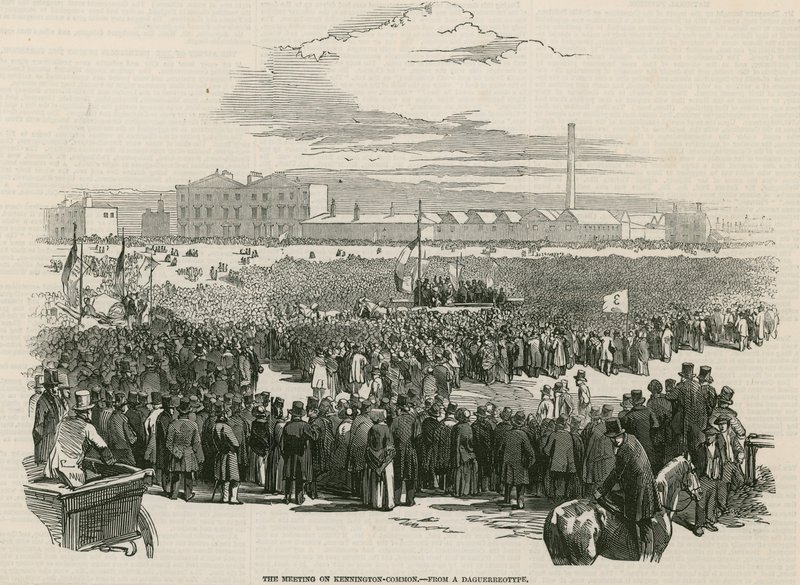 A reunião cartista sobre Kennington Common em 1848 de English School