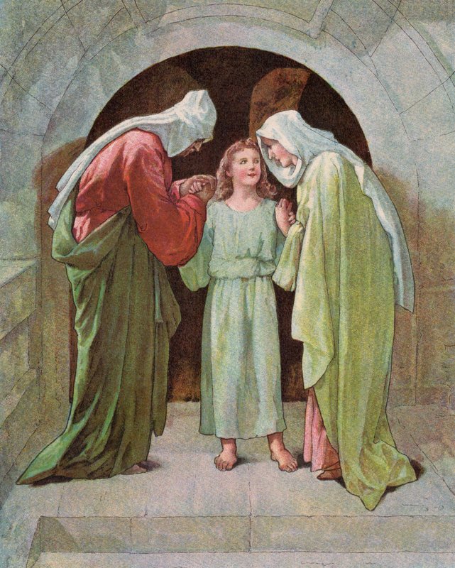 O Menino Jesus no Templo (litografia a cores) de English School