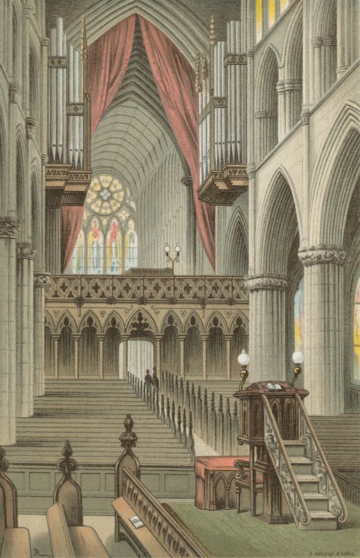 O coro, catedral de Glasgow de English School