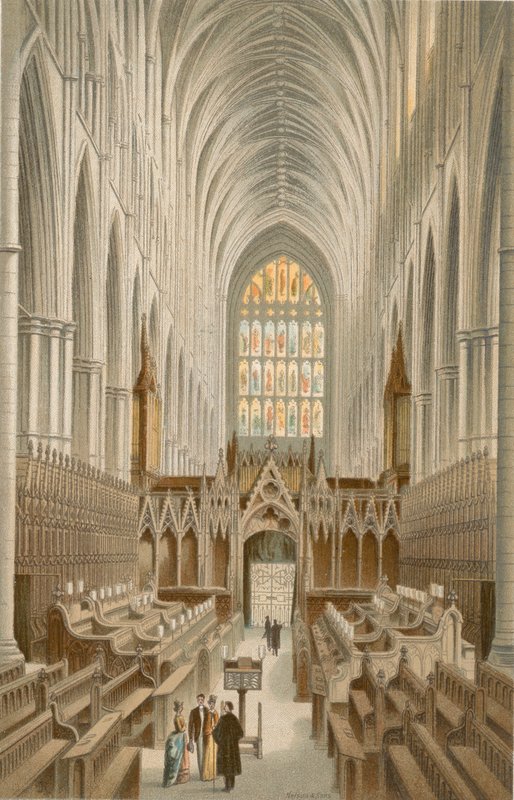 O coro, abadia de Westminster de English School