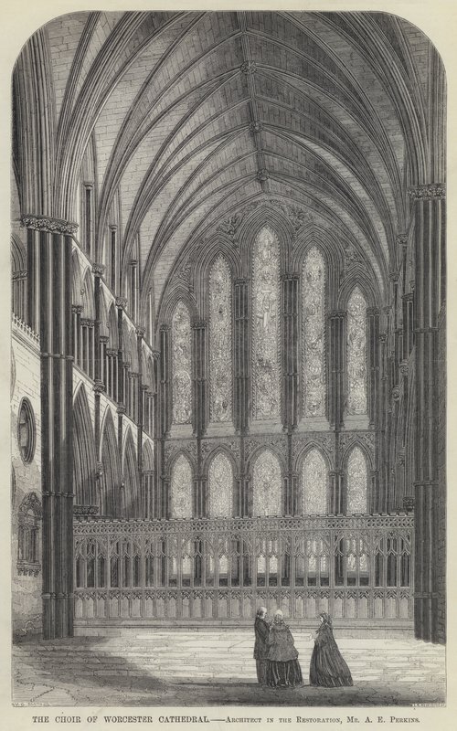 O Coro da Catedral de Worcester (gravura) de English School