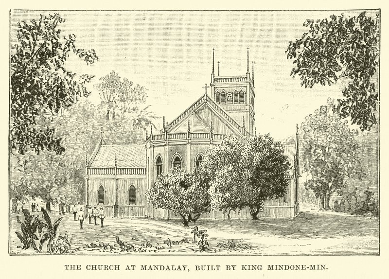 A Igreja em Mandalay, construída pelo rei Mindone-Min de English School