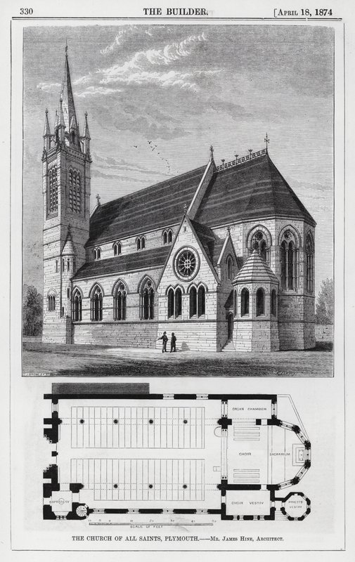 A Igreja de Todos os Santos, Plymouth (gravura) de English School