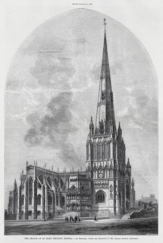 A Igreja de Santa Maria Redcliff, Bristol (gravura) de English School