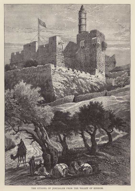 A Cidadela de Jerusalém do Vale de Hinnom (gravura) de English School
