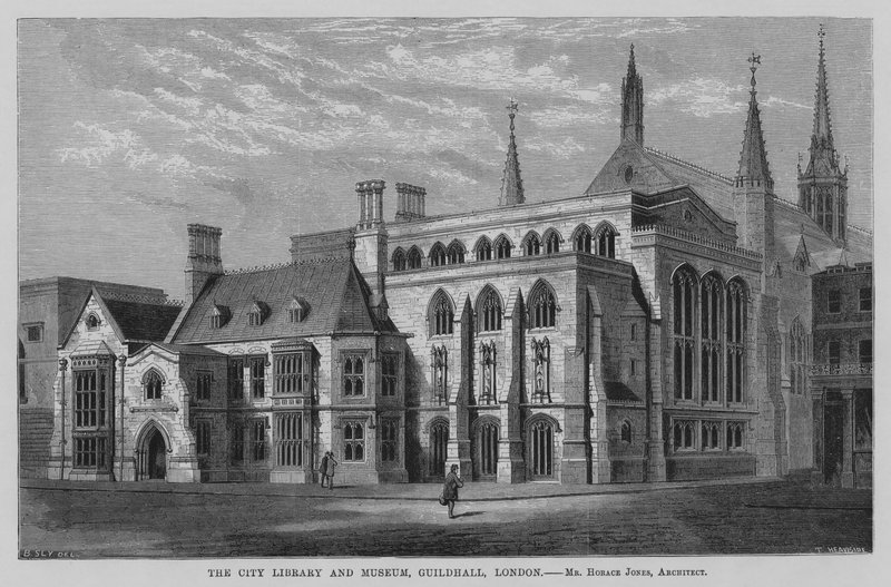 The City Library and Museum, Guildhall, Londres (gravura) de English School